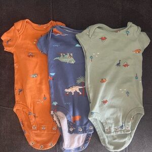 Dinosaur Print Kids One Piece Set - Orange, Blue, Green